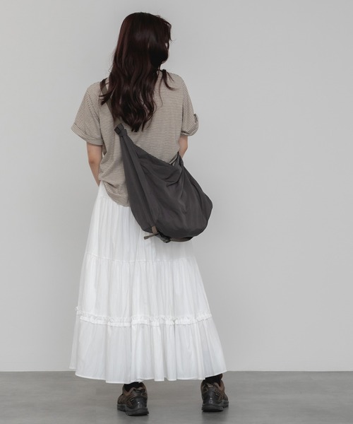 HEILIS(ヘイリス)の「ロールアップ半袖ボーダーカットソー / 夏服 春服 韓国 ボーダー マルチボーダー 細ボーダー フレンチ ガーリー トラッド カジュアル ノームコア 半袖 トップス カットソー グリーン イエロー アイボリー(Tシャツ/カットソー・レディース・グリーン/アイボリー/イエロー・FREE)」の16枚目の写真