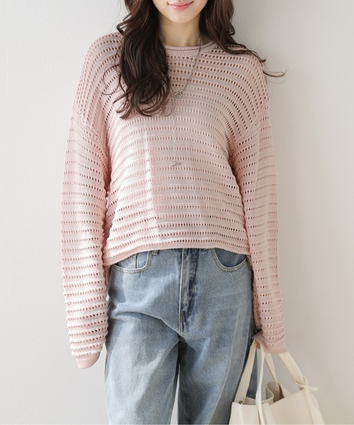 La-gemme(ラジェム)の「メッシュニットプルオーバー(その他トップス・レディース・ブラック/アイボリー/モカ/ピンク・フリー)」の4枚目の写真