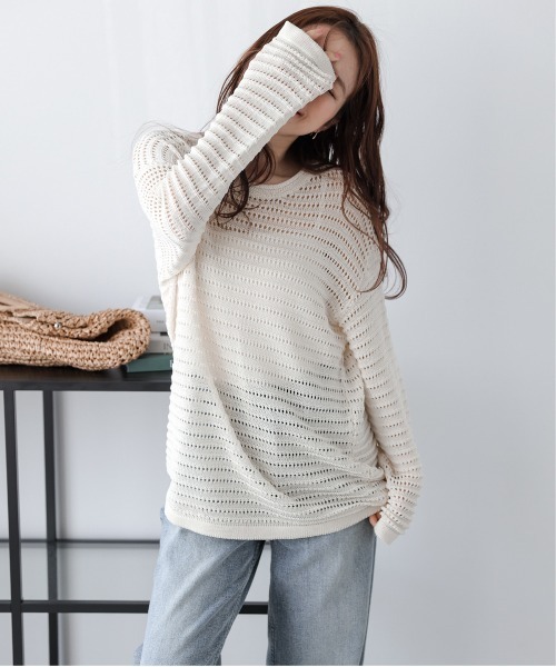 La-gemme(ラジェム)の「メッシュニットプルオーバー(その他トップス・レディース・ブラック/アイボリー/モカ/ピンク・フリー)」の2枚目の写真