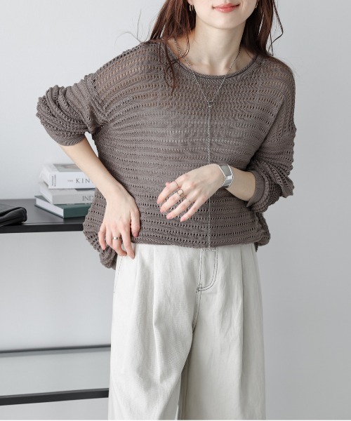 La-gemme(ラジェム)の「メッシュニットプルオーバー(その他トップス・レディース・ブラック/アイボリー/モカ/ピンク・フリー)」の15枚目の写真