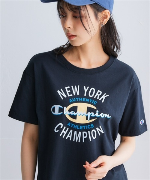 セール】綿100%ショート丈プリントTシャツ（チャンピオン）（T