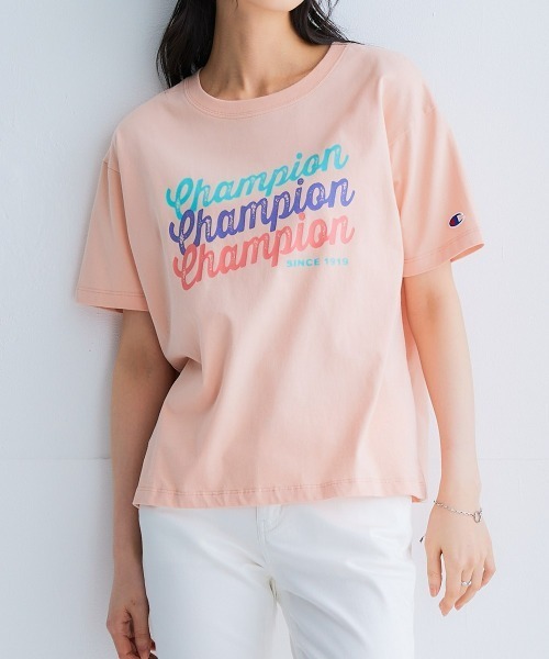 セール】綿100%ショート丈プリントTシャツ（チャンピオン）（T
