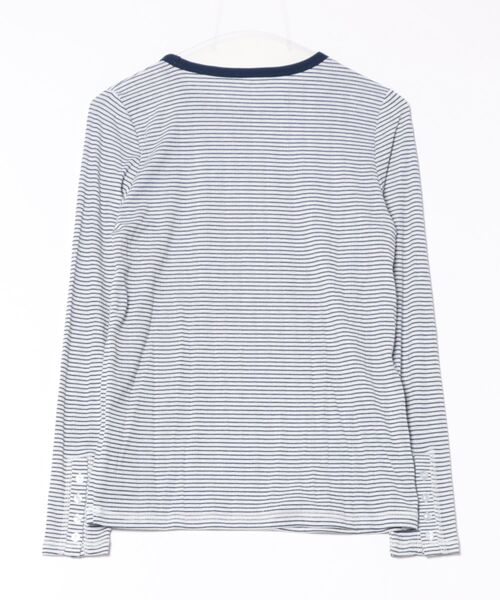 MARAI(マーライ)の「袖ボタン ボーダーカットソー(Tシャツ/カットソー・レディース・グレー/ネイビー/ベージュ/ブラック・L/M)」の13枚目の写真