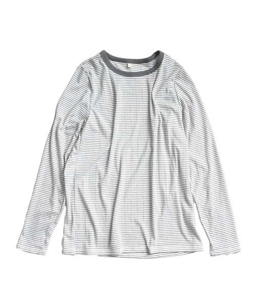 MARAI(マーライ)の「袖ボタン ボーダーカットソー(Tシャツ/カットソー・レディース・グレー/ネイビー/ベージュ/ブラック・L/M)」の5枚目の写真