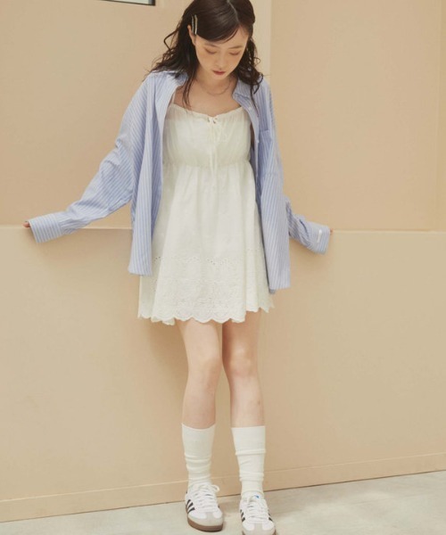 archives（アルシーヴ）の「ストライプミドルシャツ（シャツ/ブラウス・レディース・ブルー/ベージュ/ネイビー・MEDIUM）」の10枚目の写真