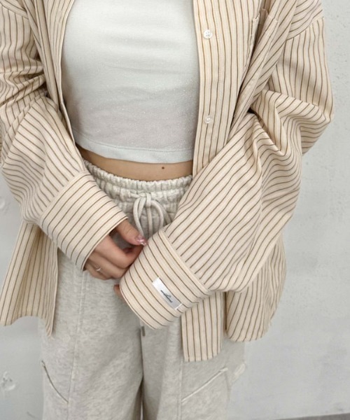 archives（アルシーヴ）の「ストライプミドルシャツ（シャツ/ブラウス・レディース・ブルー/ベージュ/ネイビー・MEDIUM）」の15枚目の写真