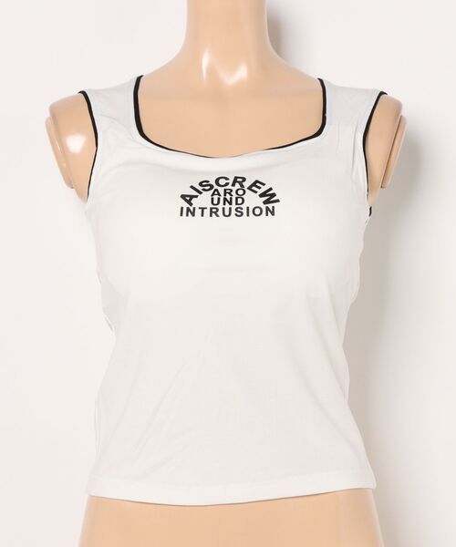 Lace Ladies（レースレディース）の「スクエアネック 配色ライン カップ付き ノースリーブ タンクトップ（タンクトップ・レディース・ダークグレー/ライトグレー/ホワイト/グレイッシュベージュ/ブラック/グレー・FREE）」の2枚目の写真