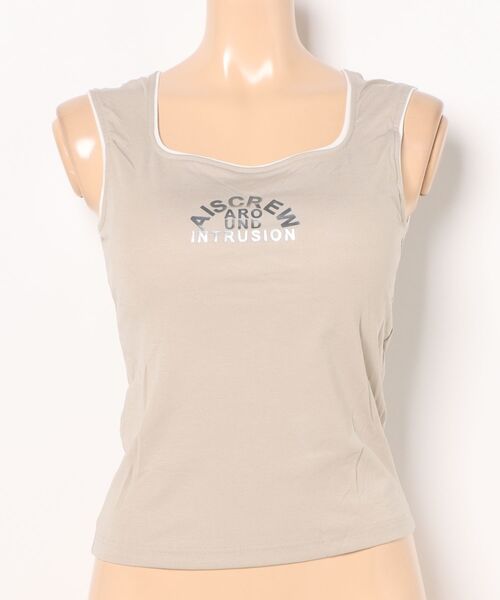 Lace Ladies（レースレディース）の「スクエアネック 配色ライン カップ付き ノースリーブ タンクトップ（タンクトップ・レディース・ダークグレー/ライトグレー/ホワイト/グレイッシュベージュ/ブラック/グレー・FREE）」の12枚目の写真