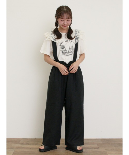 Samansa Mos2（サマンサ モスモス）の「シアーレース襟付Tシャツ（Tシャツ/カットソー・レディース・ブラウン/グレー/ブルー/オフホワイト/チャコールグレー・F）」の12枚目の写真