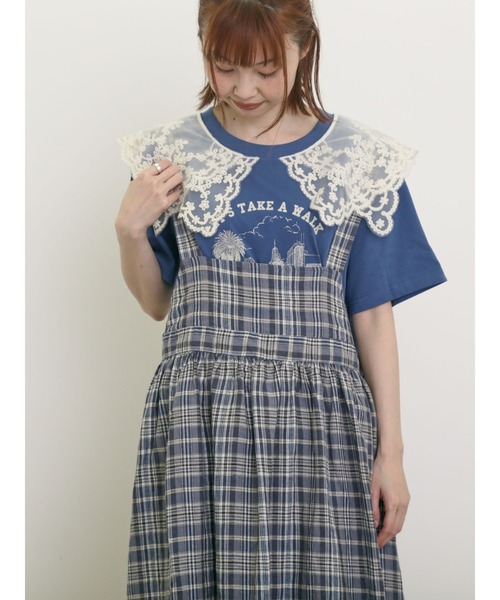 Samansa Mos2（サマンサ モスモス）の「シアーレース襟付Tシャツ（Tシャツ/カットソー・レディース・ブラウン/グレー/ブルー/オフホワイト/チャコールグレー・F）」の17枚目の写真