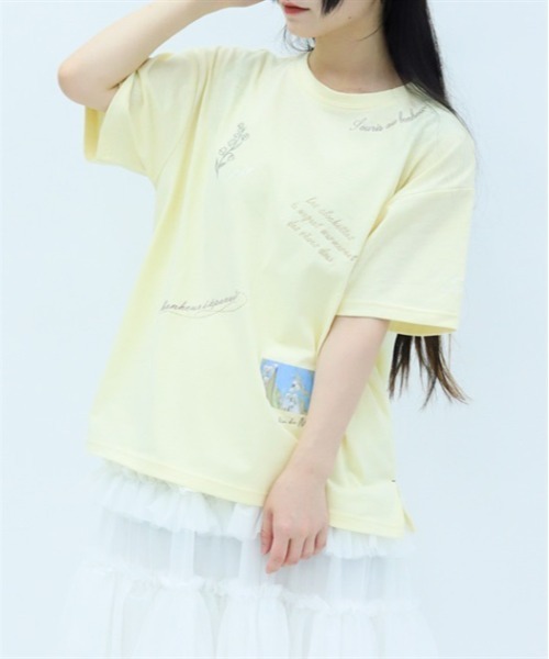 axes femme（アクシーズファム）の「吸水速乾ランダム鈴蘭刺繍Ｔ（Tシャツ/カットソー・レディース・イエロー/ネイビー/ホワイト/グリーン・FREE）」の4枚目の写真