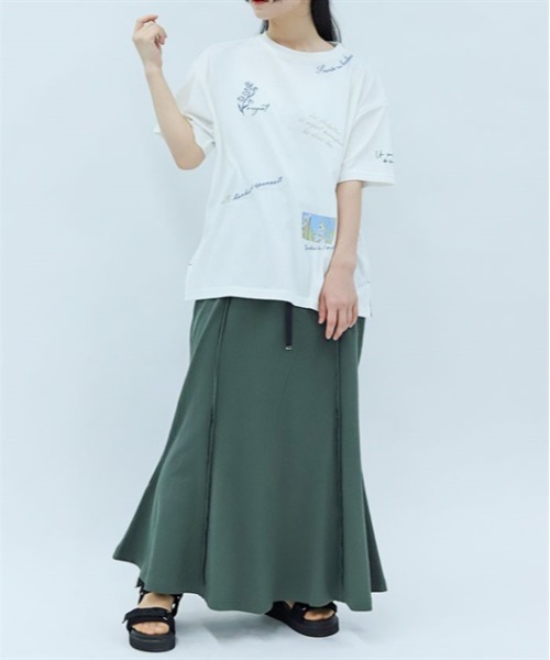 axes femme（アクシーズファム）の「吸水速乾ランダム鈴蘭刺繍Ｔ（Tシャツ/カットソー・レディース・イエロー/ネイビー/ホワイト/グリーン・FREE）」の22枚目の写真