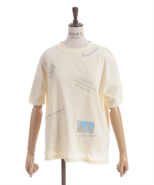axes femme（アクシーズファム）の「吸水速乾ランダム鈴蘭刺繍Ｔ（Tシャツ/カットソー・レディース・イエロー/ネイビー/ホワイト/グリーン・FREE）」の17枚目の写真