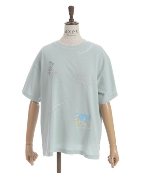 axes femme（アクシーズファム）の「吸水速乾ランダム鈴蘭刺繍Ｔ（Tシャツ/カットソー・レディース・イエロー/ネイビー/ホワイト/グリーン・FREE）」の13枚目の写真