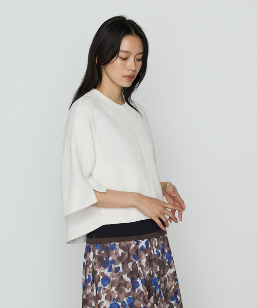 K.T KIYOKO TAKASE（キヨコタカセ）の「ポコポコジャージー カーデブルゾン（ブルゾン・レディース・ブルー/ホワイト/ブラウン・9号/11号）」の20枚目の写真