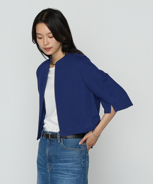 K.T KIYOKO TAKASE（キヨコタカセ）の「ポコポコジャージー カーデブルゾン（ブルゾン・レディース・ブルー/ホワイト/ブラウン・9号/11号）」の16枚目の写真