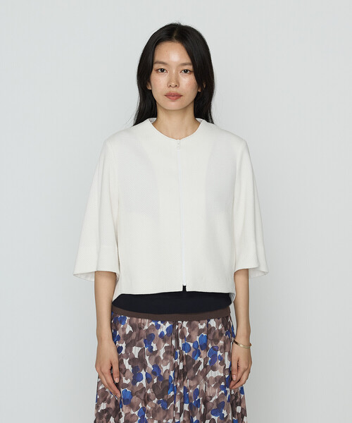 K.T KIYOKO TAKASE（キヨコタカセ）の「ポコポコジャージー カーデブルゾン（ブルゾン・レディース・ブルー/ホワイト/ブラウン・9号/11号）」の15枚目の写真