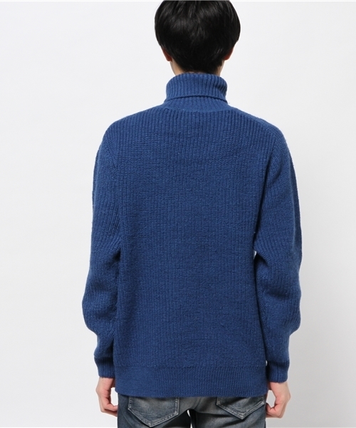 CIAOPANIC（チャオパニック）の「【Ciaopanic】　インディゴ畦編みタートルL/S（ニット/セーター・メンズ・ブルー/ネイビー・LARGE/MEDIUM）」の7枚目の写真