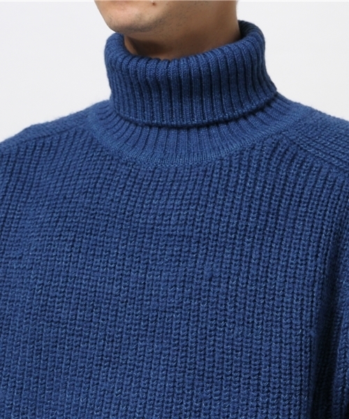 CIAOPANIC（チャオパニック）の「【Ciaopanic】　インディゴ畦編みタートルL/S（ニット/セーター・メンズ・ブルー/ネイビー・LARGE/MEDIUM）」の8枚目の写真