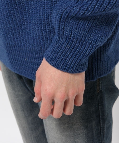 CIAOPANIC（チャオパニック）の「【Ciaopanic】　インディゴ畦編みタートルL/S（ニット/セーター・メンズ・ブルー/ネイビー・LARGE/MEDIUM）」の3枚目の写真