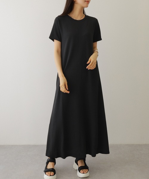 Lace Ladies(レースレディース)の「ソリッドカラー Aライン 半袖 マキシ ワンピース(ワンピース・レディース・モカ/ブラック/グレー/ピンクベージュ・FREE/S)」の1枚目の写真