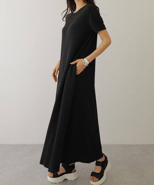 Lace Ladies(レースレディース)の「ソリッドカラー Aライン 半袖 マキシ ワンピース(ワンピース・レディース・モカ/ブラック/グレー/ピンクベージュ・FREE/S)」の6枚目の写真