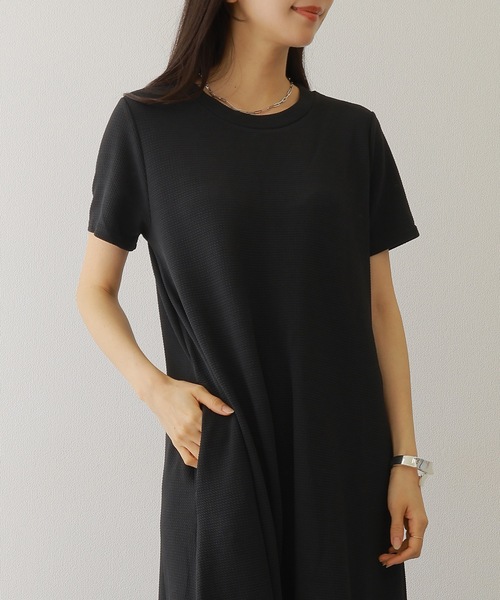 Lace Ladies(レースレディース)の「ソリッドカラー Aライン 半袖 マキシ ワンピース(ワンピース・レディース・モカ/ブラック/グレー/ピンクベージュ・FREE/S)」の8枚目の写真