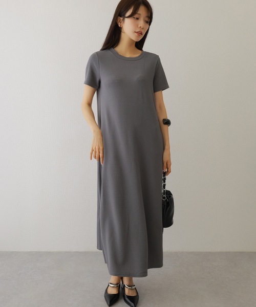 Lace Ladies(レースレディース)の「ソリッドカラー Aライン 半袖 マキシ ワンピース(ワンピース・レディース・モカ/ブラック/グレー/ピンクベージュ・FREE/S)」の10枚目の写真