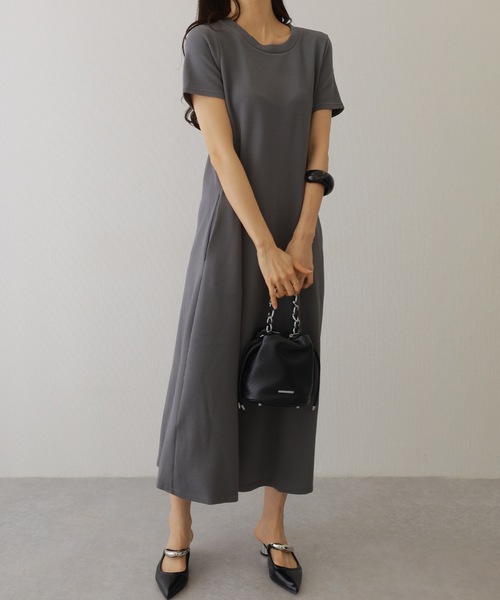 Lace Ladies(レースレディース)の「ソリッドカラー Aライン 半袖 マキシ ワンピース(ワンピース・レディース・モカ/ブラック/グレー/ピンクベージュ・FREE/S)」の11枚目の写真