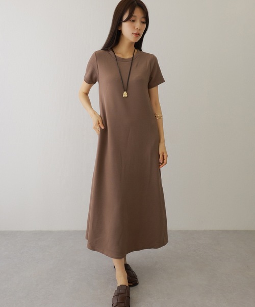 Lace Ladies(レースレディース)の「ソリッドカラー Aライン 半袖 マキシ ワンピース(ワンピース・レディース・モカ/ブラック/グレー/ピンクベージュ・FREE/S)」の15枚目の写真