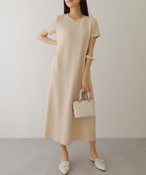 Lace Ladies(レースレディース)の「ソリッドカラー Aライン 半袖 マキシ ワンピース(ワンピース・レディース・モカ/ブラック/グレー/ピンクベージュ・FREE/S)」の20枚目の写真