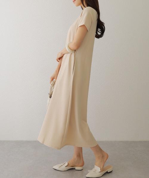 Lace Ladies(レースレディース)の「ソリッドカラー Aライン 半袖 マキシ ワンピース(ワンピース・レディース・モカ/ブラック/グレー/ピンクベージュ・FREE/S)」の22枚目の写真