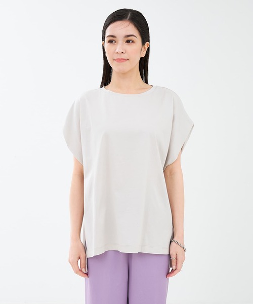 collex（コレックス）の「【接触冷感・UVカット】コンパクトクールフレンチスリーブチュニック（Tシャツ/カットソー・レディース・チャコールグレー/ピンクベージュ/ライトグレー/ラベンダー・フリー）」の21枚目の写真