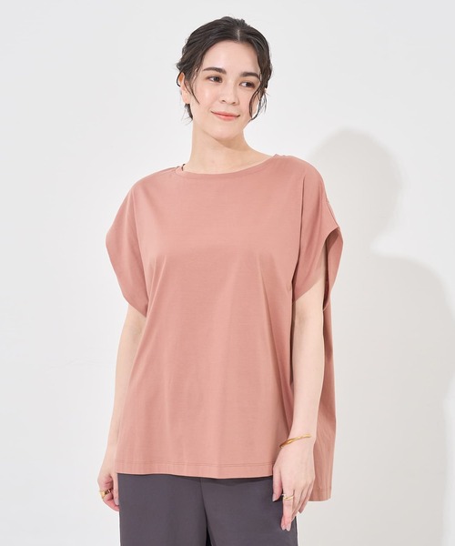 collex（コレックス）の「【接触冷感・UVカット】コンパクトクールフレンチスリーブチュニック（Tシャツ/カットソー・レディース・チャコールグレー/ピンクベージュ/ライトグレー/ラベンダー・フリー）」の20枚目の写真