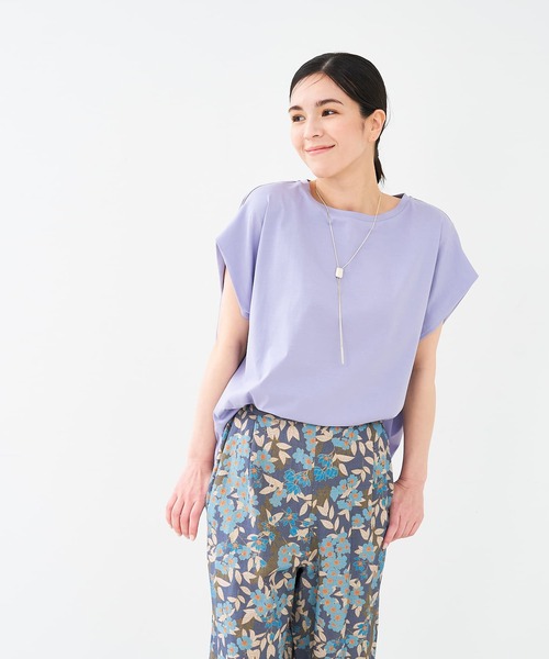 collex（コレックス）の「【接触冷感・UVカット】コンパクトクールフレンチスリーブチュニック（Tシャツ/カットソー・レディース・チャコールグレー/ピンクベージュ/ライトグレー/ラベンダー・フリー）」の17枚目の写真