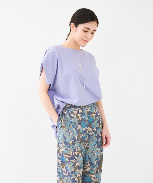 collex（コレックス）の「【接触冷感・UVカット】コンパクトクールフレンチスリーブチュニック（Tシャツ/カットソー・レディース・チャコールグレー/ピンクベージュ/ライトグレー/ラベンダー・フリー）」の16枚目の写真