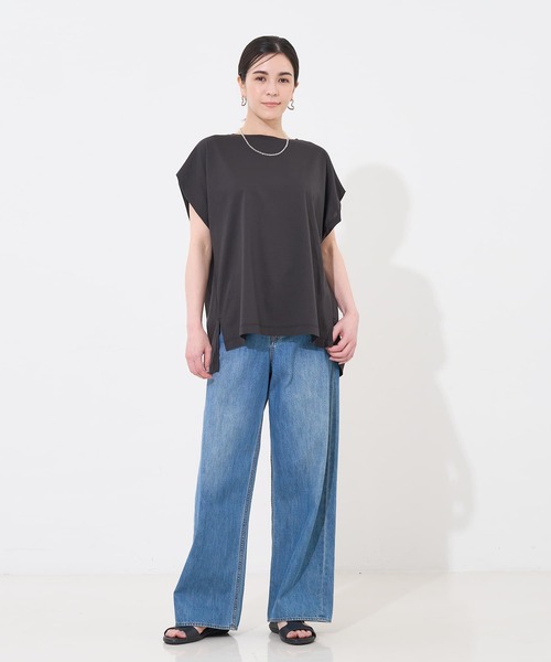 tシャツ 「接触冷感・UVカット」コンパクトクールフレンチスリーブチュニック レディース collex｜【接触冷感・UVカット】コンパクトクールフレンチ