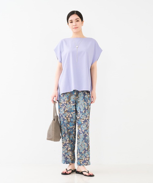 collex（コレックス）の「【接触冷感・UVカット】コンパクトクールフレンチスリーブチュニック（Tシャツ/カットソー・レディース・チャコールグレー/ピンクベージュ/ライトグレー/ラベンダー・フリー）」の10枚目の写真