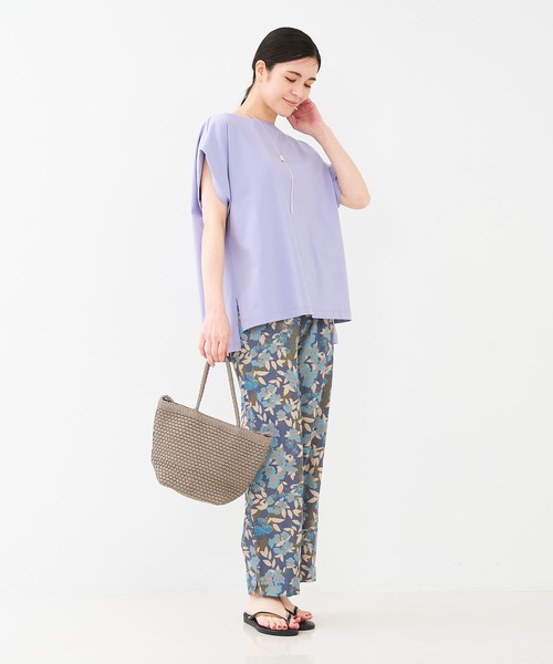 collex（コレックス）の「【接触冷感・UVカット】コンパクトクールフレンチスリーブチュニック（Tシャツ/カットソー・レディース・チャコールグレー/ピンクベージュ/ライトグレー/ラベンダー・フリー）」の9枚目の写真