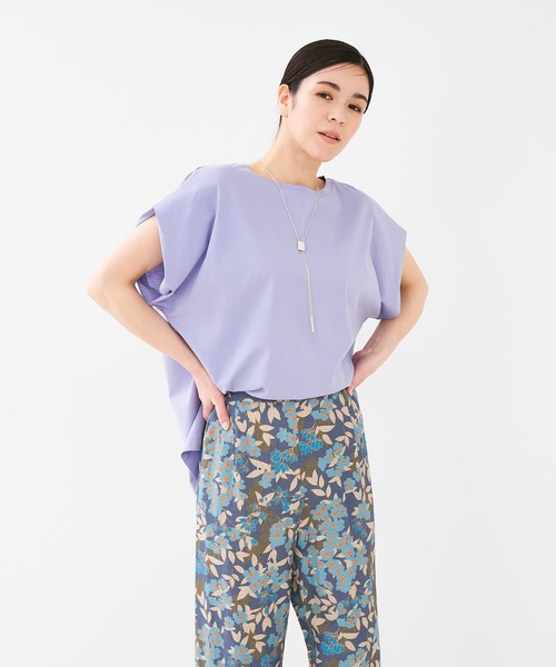 collex（コレックス）の「【接触冷感・UVカット】コンパクトクールフレンチスリーブチュニック（Tシャツ/カットソー・レディース・チャコールグレー/ピンクベージュ/ライトグレー/ラベンダー・フリー）」の15枚目の写真