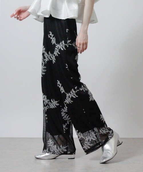 Social GIRL(ソーシャルガール)の「【セットアップ対応】ボタニカル刺繍メッシュパンツ(その他パンツ・レディース・ブラック/アイボリー・M)」の12枚目の写真