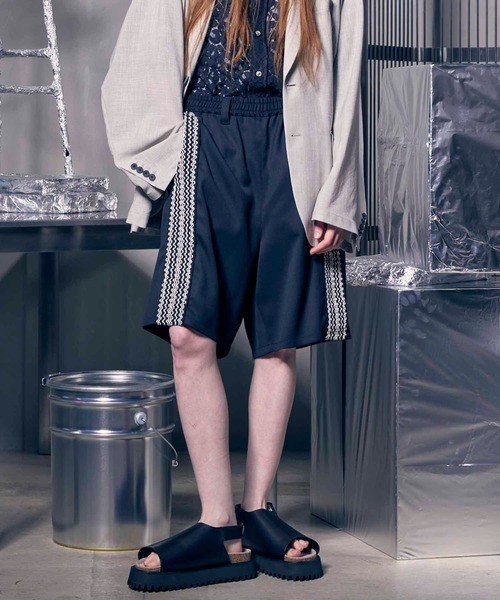 セール】《UNISEX》Prime-Wide Side Line Shorts/プライムワイド