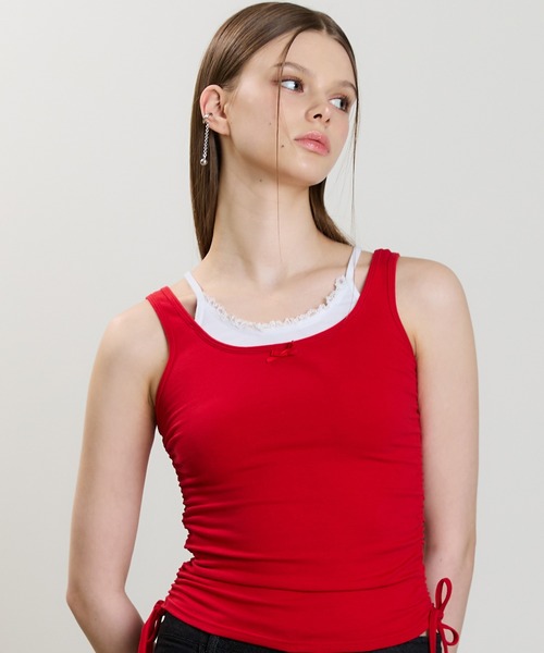 LUVISTRUE（ラヴイズトゥルー）の「SM LAYERED LACE SLEEVELESS（チューブトップ・レディース・ネイビー/レッド/ブラック・FREE）」の3枚目の写真