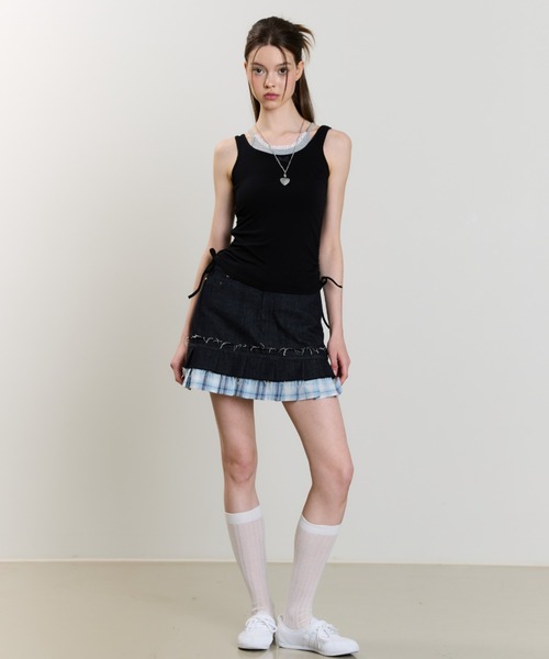LUVISTRUE（ラヴイズトゥルー）の「SM LAYERED LACE SLEEVELESS（チューブトップ・レディース・ネイビー/レッド/ブラック・FREE）」の6枚目の写真