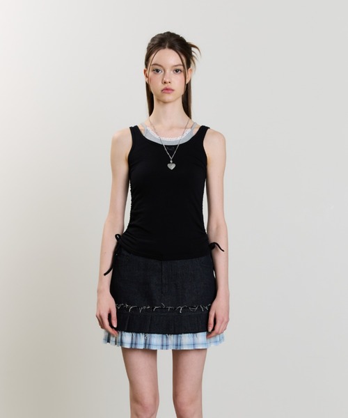 LUVISTRUE（ラヴイズトゥルー）の「SM LAYERED LACE SLEEVELESS（チューブトップ・レディース・ネイビー/レッド/ブラック・FREE）」の13枚目の写真