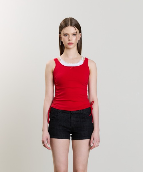 LUVISTRUE（ラヴイズトゥルー）の「SM LAYERED LACE SLEEVELESS（チューブトップ・レディース・ネイビー/レッド/ブラック・FREE）」の19枚目の写真
