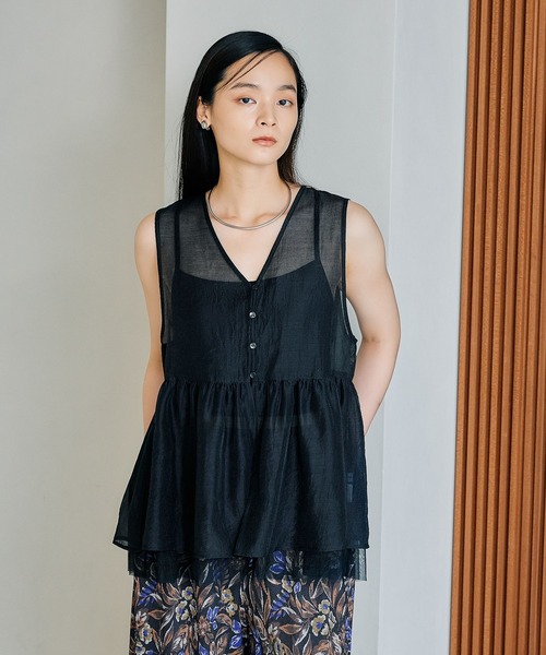 最新発見 シアー刺繍アソートノースリブラウス 497427（シャツ/ブラウス トップス