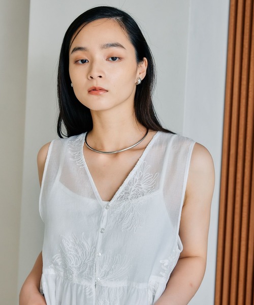 シアー刺繍アソートノースリブラウス 497427（シャツ/ブラウス