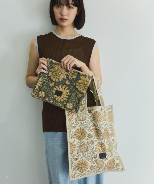 VICKY(ビッキー)の「ハンドブロックプリントトートバッグ(トートバッグ・レディース・ブルー系その他/ピンク系その他/ホワイト系その他・FREE)」の11枚目の写真