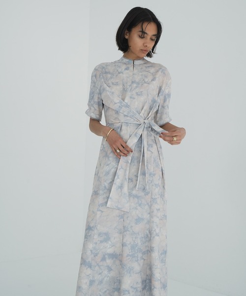 セール】STAND COLLAR WAIST TIE ONEPIECE（ワンピース）｜CLANE